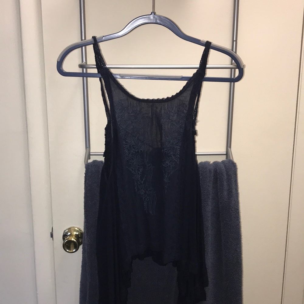 Navy patterned tank top